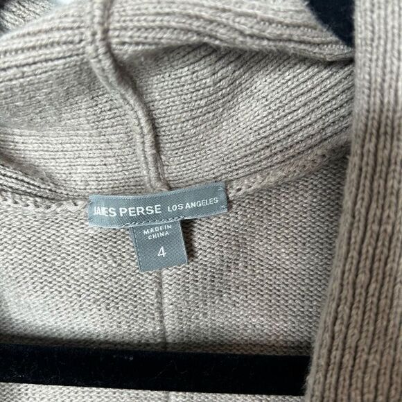 James Perse Tan One Button Cardigan Size 4 XL Oatmeal Preppy Cotton Linen - Picture 8 of 12